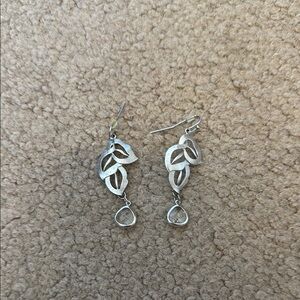 Elegant Silver Leaf Drop Earrings